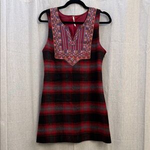 Free People Red and Blue Embroidered Dress